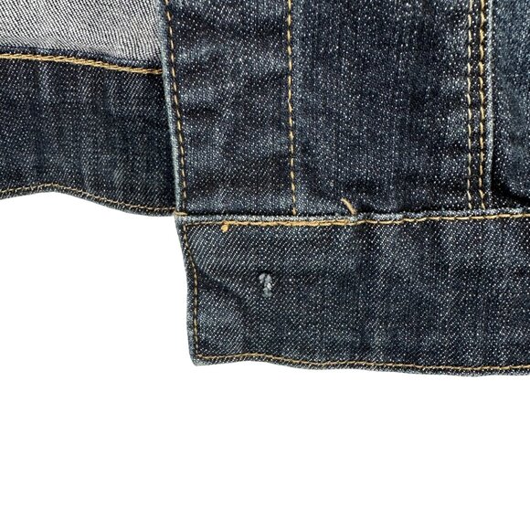 Makers Of True Originals Womens Blue Distressed Button Denim Jacket Sz M FLAW - Picture 9 of 10